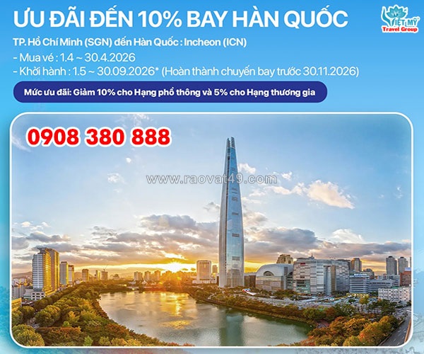 Asiana airlines giảm 10% giá vé đi hàn quốc