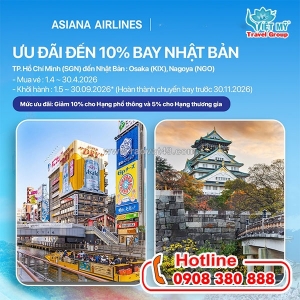 Asiana airlines giảm 10% giá vé đi nhật bản