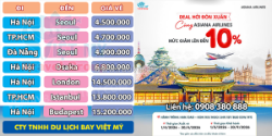 Asiana airlines giảm 10% giá vé đi quốc tế