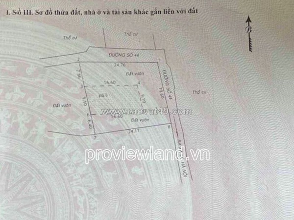 Bán lô đất góc 2 mặt tiền đường số 44 thảo điền thủ đức với diện tích 22x24m