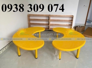 Bàn nhựa vòng cung trẻ em,bàn bán nguyệt mầm non bằng nhựa