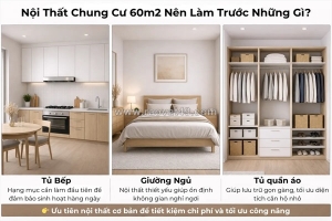 Báo giá nội thất chung cư 60m2 2026 – làm bao nhiêu tiền? (chi tiết từ xưởng)