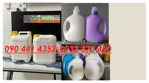 Bình nhựa 5 lít dẹp đựng nước rửa chén, can 2 lít màu trong đựng nước lau sàn