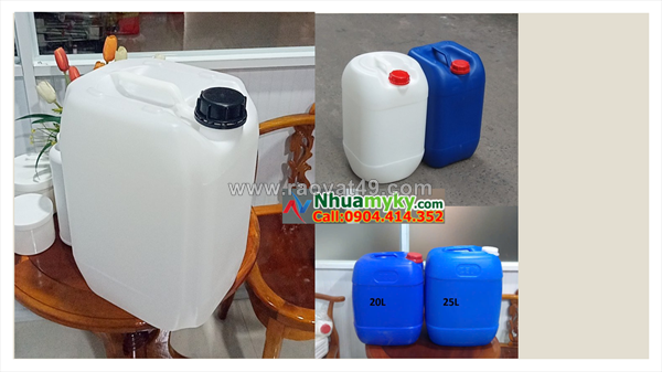 Can nhựa 20 lít xuất khẩu trung gian hóa chất, can nhựa 10 lít đựng hóa chất phụ trợ
