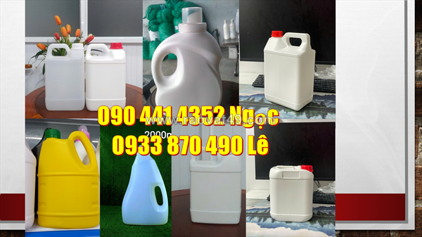 Can nhựa 5 lít đựng dầu dừa, can 2 lít đựng xì dầu, can nhựa 1 lít đựng giấm nuôi