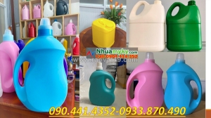 Can nhựa 5 lít vàng, can nhựa 2 lít đựng chất tẩy, can 1 lít đựng màu mực máy in
