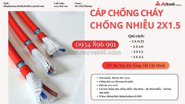 Cáp 2x0.75mm² chống cháy chống nhiễu – giao nhanh đà nẵng, huế, quảng trị – có sẵn số lượng lớn