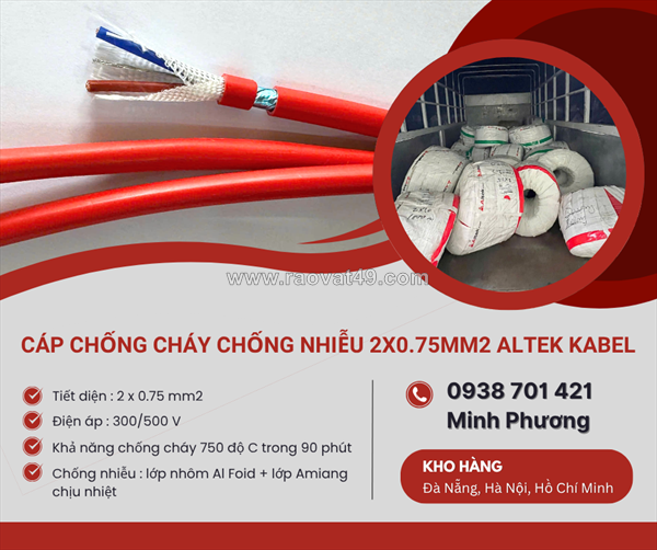 Cáp chống cháy chống nhiễu 2x0.75mm² altek kabel - báo giá, ứng dụng mới nhất 2026
