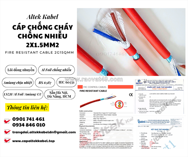 Cáp chống cháy chống nhiễu 2x1.5 altek kabel sẵn hải phòng, thái bình, nam định, ninh bình