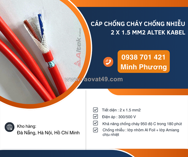 Cáp chống cháy chống nhiễu 2x1.5mm² là gì? giá tốt nhất 2026