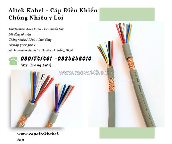 Cáp điện, cáp điều khiển chống nhiễu 7x0.5, 7x0.75, 7x1.0, 7x1.5