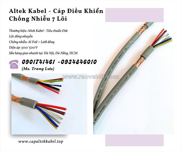 Cáp điện, cáp điều khiển chống nhiễu 7x0.5, 7x0.75, 7x1.0, 7x1.5