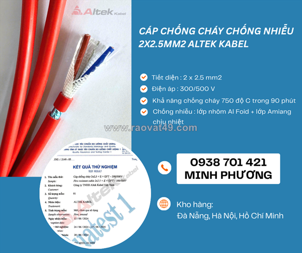 Cáp điện chống cháy chống nhiễu 2 lõi 2.5mm2 phân phối đà nẵng, gia lai, hà nội