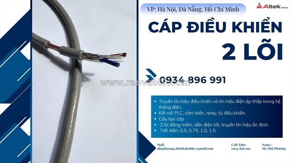 Cáp điều khiển 2x1.0mm2 sh-500 tại bình dương, long an, cần thơ – chiết khấu cao