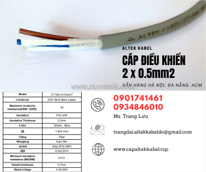 Cáp điều khiển, cáp tín hiệu 2x0.5 sẵn đà nẵng, quảng nam, huế, quảng trị