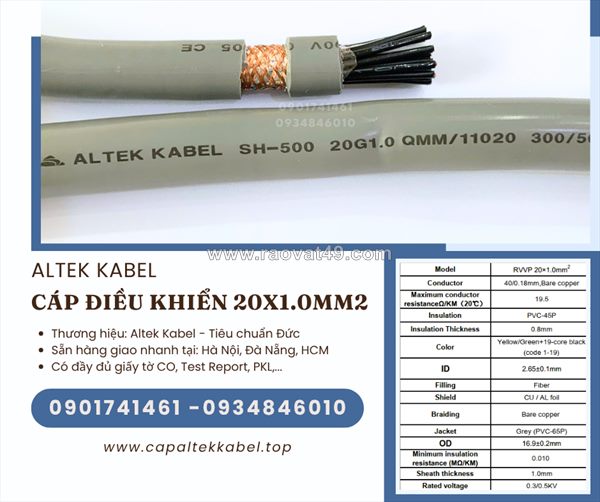 Cáp điều khiển chống nhiễu 20x1.0 hà nội, đà nẵng, sài gòn altek kabel chính hãng