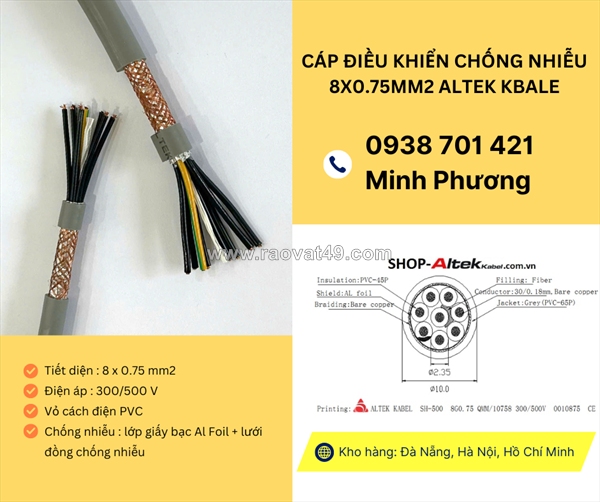 Cáp điều khiển chống nhiễu 8x0.75mm² – giải pháp truyền tín hiệu ổn định