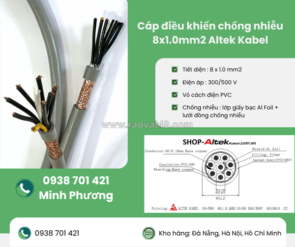 Cáp điều khiển chống nhiễu 8x1.0mm2 – báo giá mới nhất, hàng chính hãng