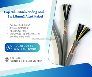 Cáp điều khiển chống nhiễu 8x1.5mm² altek kabel – giải pháp truyền tín hiệu ổn định