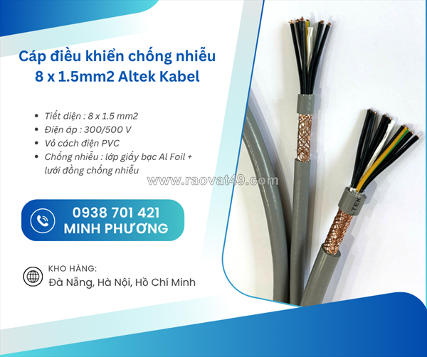 Cáp điều khiển chống nhiễu 8x1.5mm² altek kabel – giải pháp truyền tín hiệu ổn định