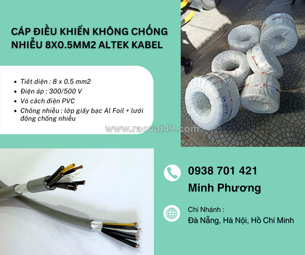 Cáp điều khiển không chống nhiễu 8x0.5mm² – giá tốt, chất lượng ổn định cho hệ thống công nghiệp