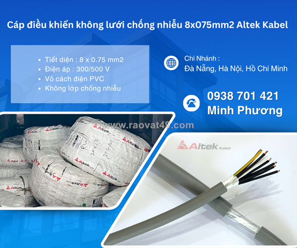 Cáp điều khiển không chống nhiễu 8x0.75mm² – lựa chọn tối ưu cho hệ thống điều khiển