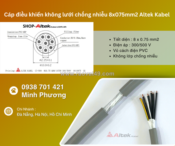 Cáp điều khiển không chống nhiễu 8x0.75mm² – lựa chọn tối ưu cho hệ thống điều khiển