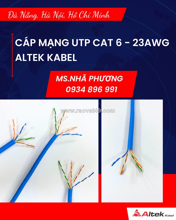 Cáp mạng cat6 altek kabel 23awg - lõi đồng 100% siêu bền, truyền tải tốc độ cao nghệ an, thanh hóa, hà tĩnh