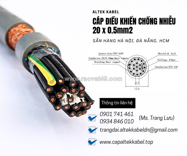 Cáp tín hiệu báo cháy chống nhiễu 20x0.5 altek kabel sẵn hà nội, đà nẵng, sài gòn