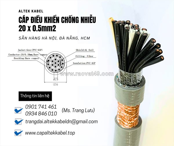 Cáp tín hiệu báo cháy chống nhiễu 20x0.5 altek kabel sẵn hà nội, đà nẵng, sài gòn