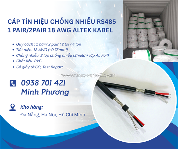 Cáp tín hiệu rs485 1 pair/ 2 pair awg chống nhiễu – giá tốt, sẵn kho đà nẵng
