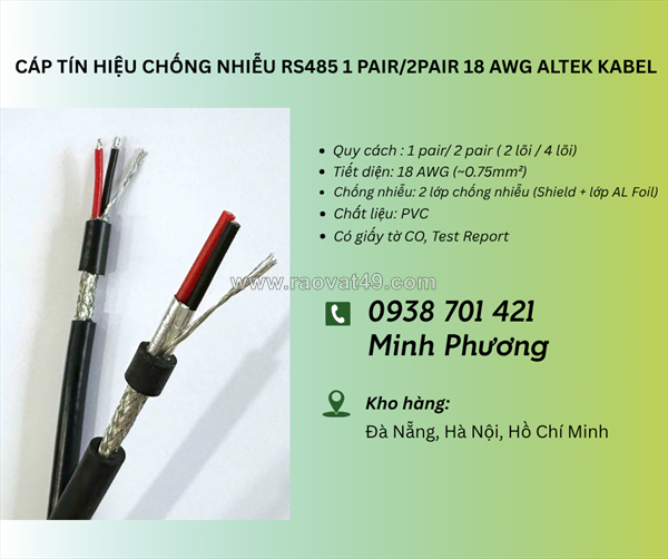Cáp tín hiệu rs485 1 pair/ 2 pair awg chống nhiễu – giá tốt, sẵn kho đà nẵng