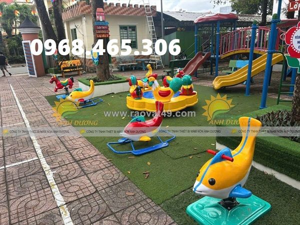 Cầu trượt xích đu trẻ em, thú nhún lò xo trẻ em