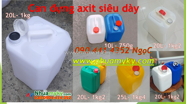 Chiết khấu 5% can nhựa 10 lít vuông xanh 100 cái, can nhựa 20 lít đựng hóa chất dày 1kg4