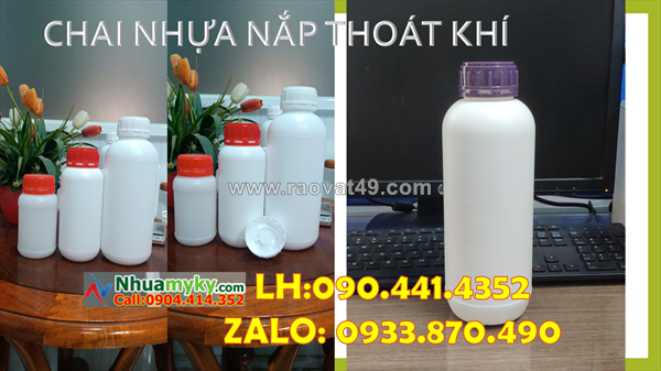 Chuyên sx chai lọ 500ml đựng dung dịch, axit, kiềm, muối axit nắp garenti tại tphcm