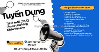 Công ty vận tải tuyển gấp: tài xế – phụ xe – kho