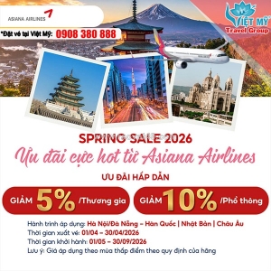 Deal hot tháng 4: vé asiana airlines giảm giá đến 10%