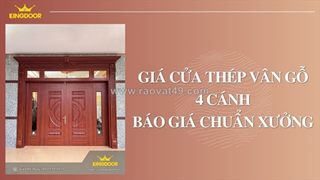 Giá cửa thép vân gỗ 4 cánh | báo giá chuẩn xưởng