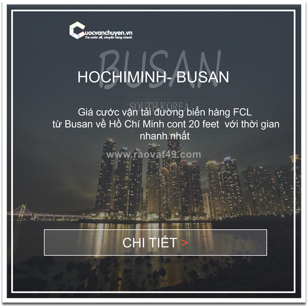 Giá cước vận tải biển hàng fcl từ hồ chí minh đến busan