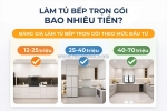 Giá làm tủ bếp trọn gói 2026 – báo giá chi tiết theo kích thước & vật liệu