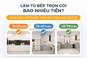 Giá làm tủ bếp trọn gói 2026 – báo giá chi tiết theo kích thước & vật liệu
