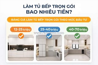 Giá làm tủ bếp trọn gói 2026 – báo giá chi tiết theo kích thước & vật liệu