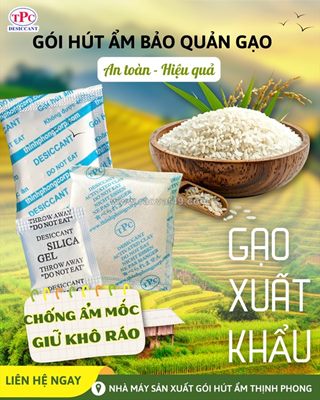 Giải pháp bảo quản gạo khô ráo, gói hút ẩm silicagel thịnh phong chống ẩm mốc hiệu quả
