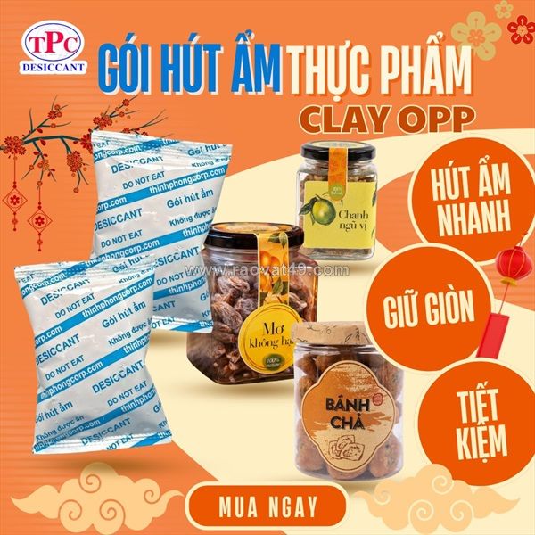 Gói hút ẩm clay bảo quản hạt dinh dưỡng giữ độ giòn