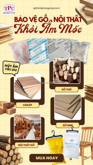 Gói hút ẩm clay cho gỗ nội thất xuất khẩu