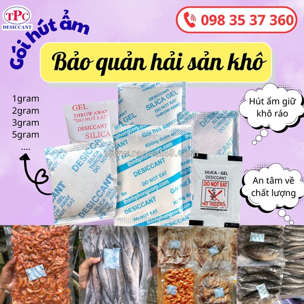 Gói hút ẩm silicagel thịnh phong – giải pháp chống ẩm mốc hiệu quả cho cá khô