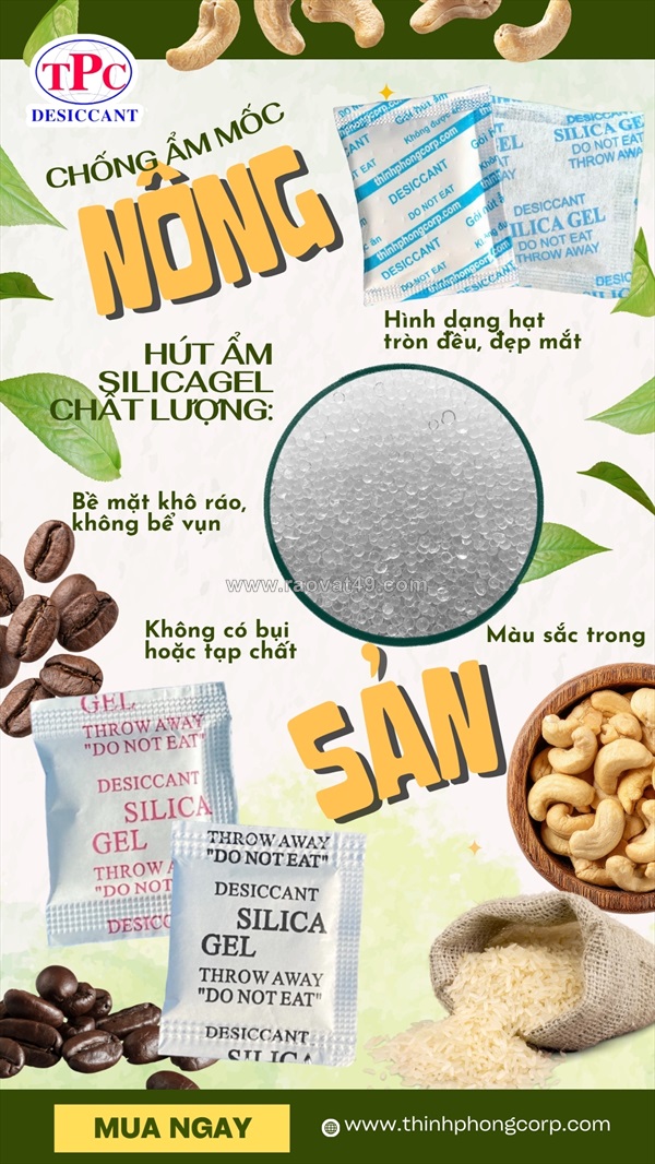 Gói hút ẩm thịnh phong – giải pháp bảo quản nông sản khô ráo, ngăn ngừa ẩm mốc hiệu quả
