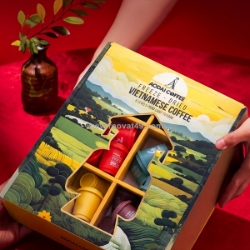 Hộp 50 viên cà phê hòa tan sấy thăng hoa nguyên chất aodai coffee từ hạt cafe robusta - 6 cấp độ vị