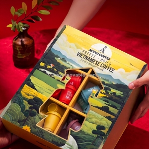 Hộp 50 viên cà phê hòa tan sấy thăng hoa nguyên chất aodai coffee từ hạt cafe robusta - 6 cấp độ vị