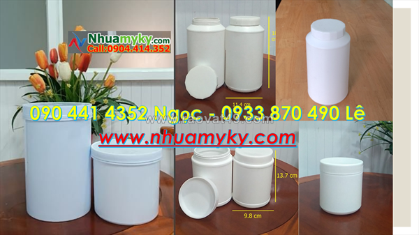 Hủ nhựa 0.5 ký đựng phân bón, hủ nhựa 1000g đựng dược phẩm, hủ nhựa 2000g đựng sơn nội thất